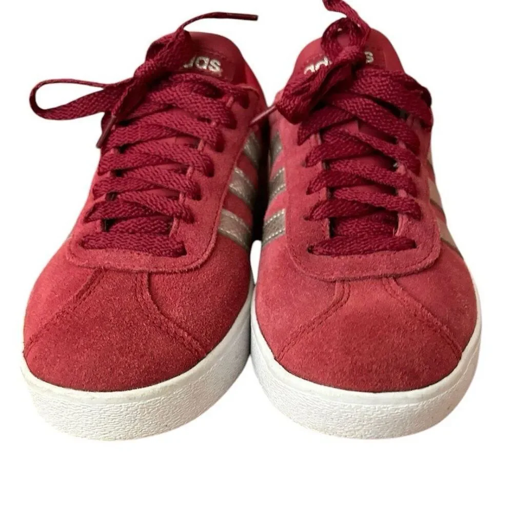 Adidas VL Court 2.0 Skateboarding Shoe Active Maroon/Platinum Metallic Size 6